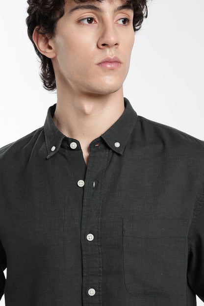 Forest Green  Linen Shirt