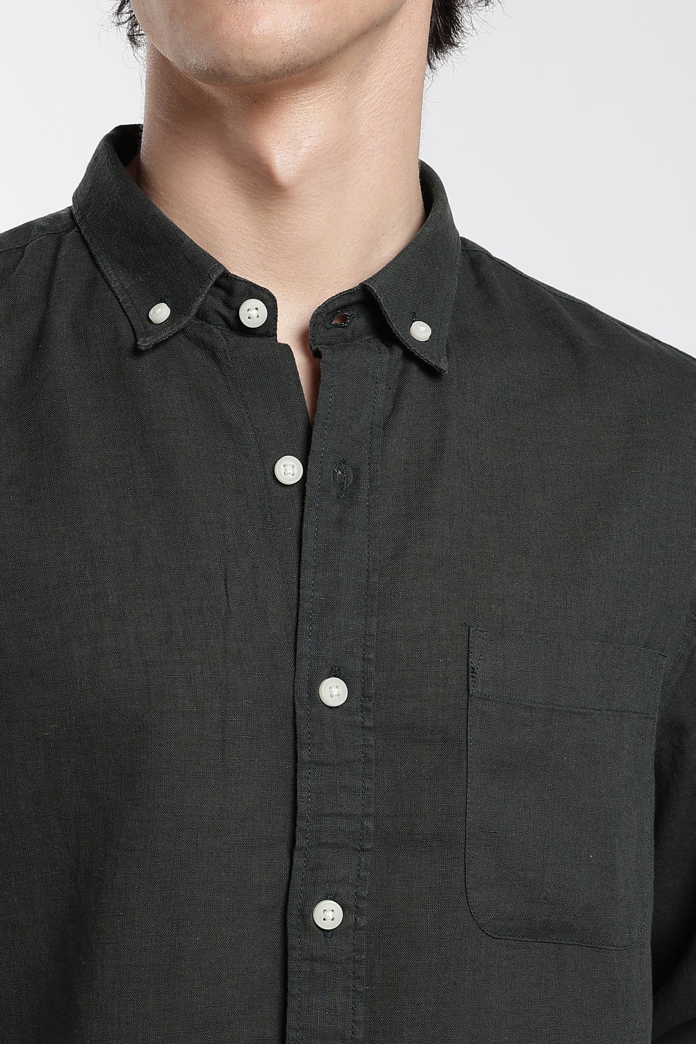Men's Premium Linen Dark Forest Green Shirt