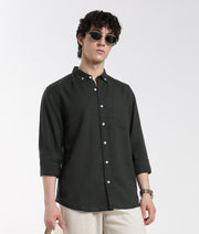 Forest Green  Linen Shirt