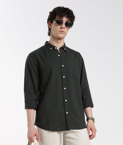 Forest Green  Linen Shirt