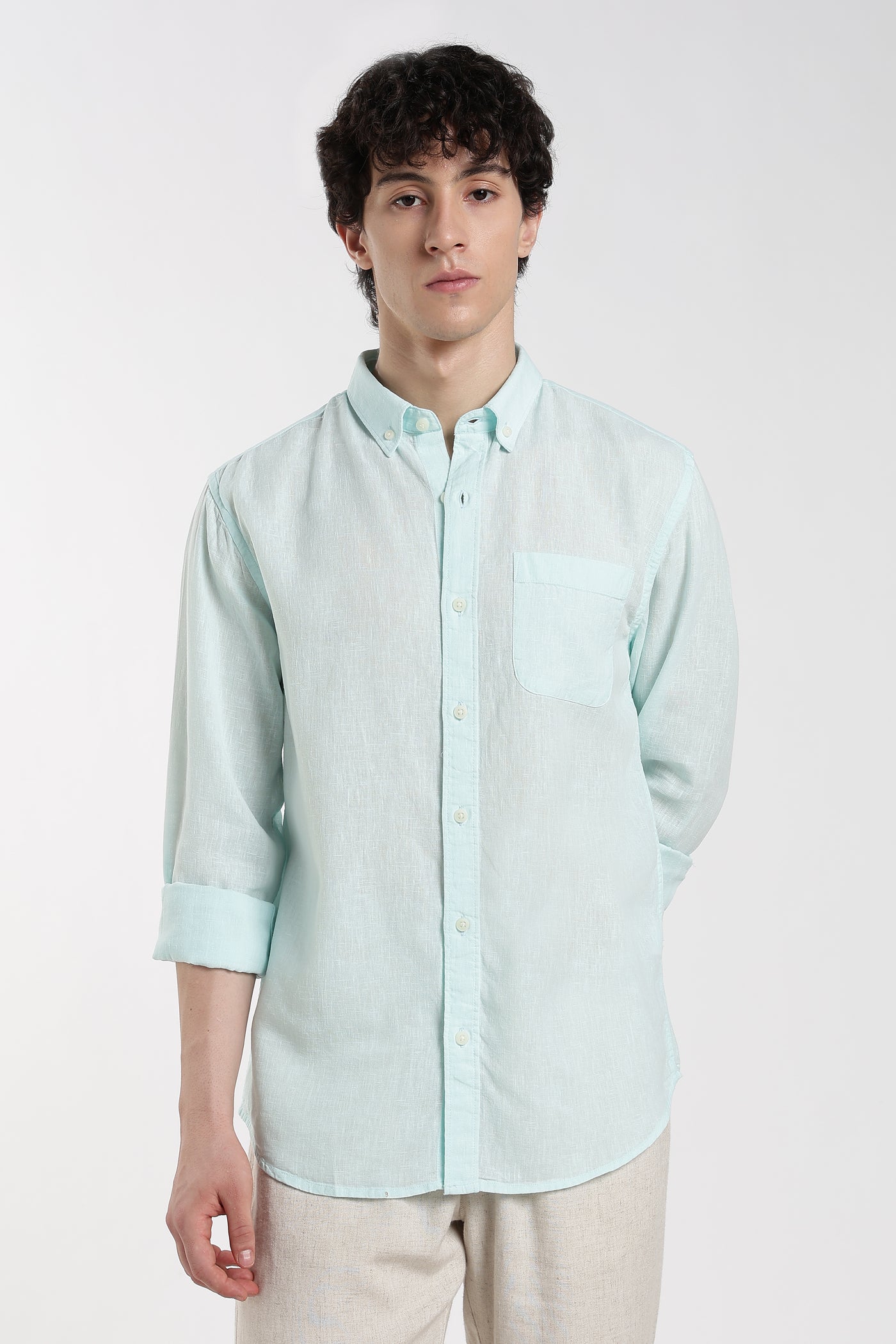 Men's Premium Linen Light Mint  Shirt
