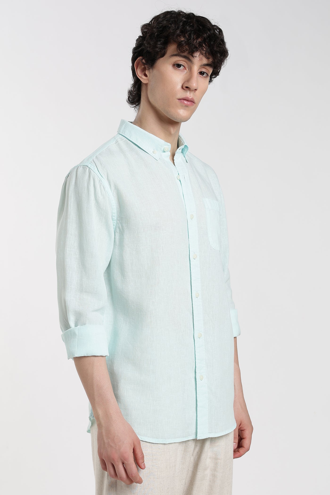 Men's Premium Linen Light Mint  Shirt