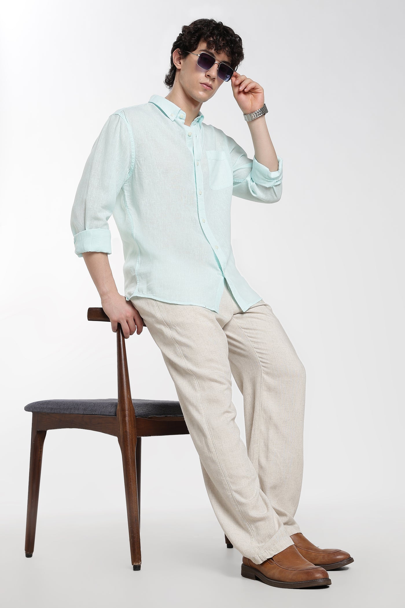 Men's Premium Linen Light Mint  Shirt