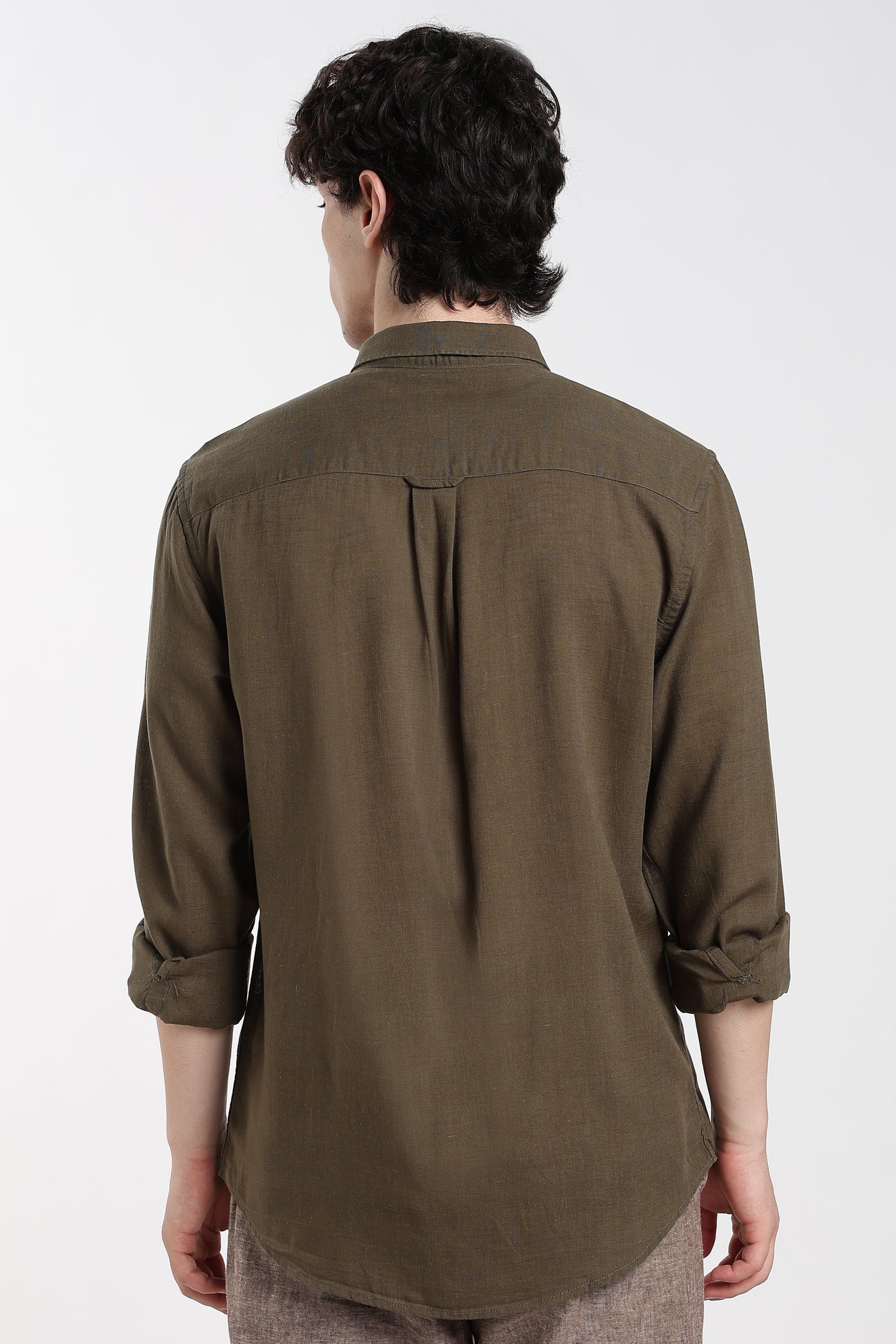 Men's Premium Linen Military Olive Shirt