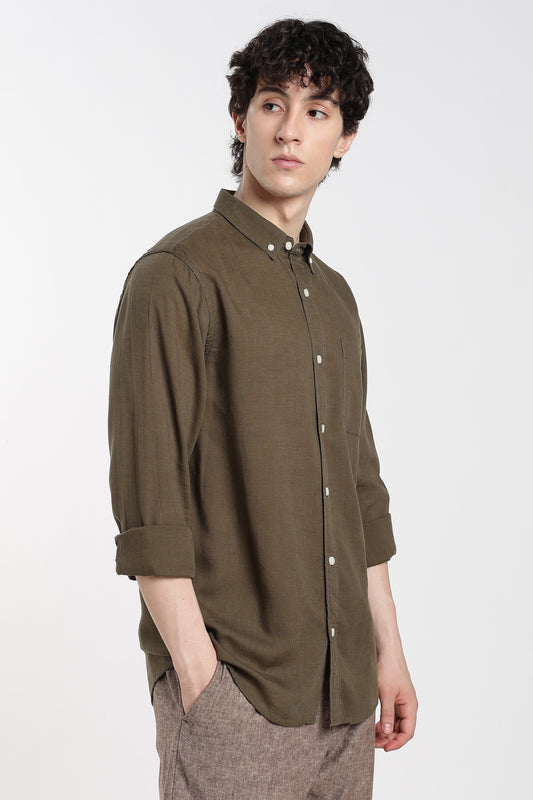 Military Olive Linen  Shirt
