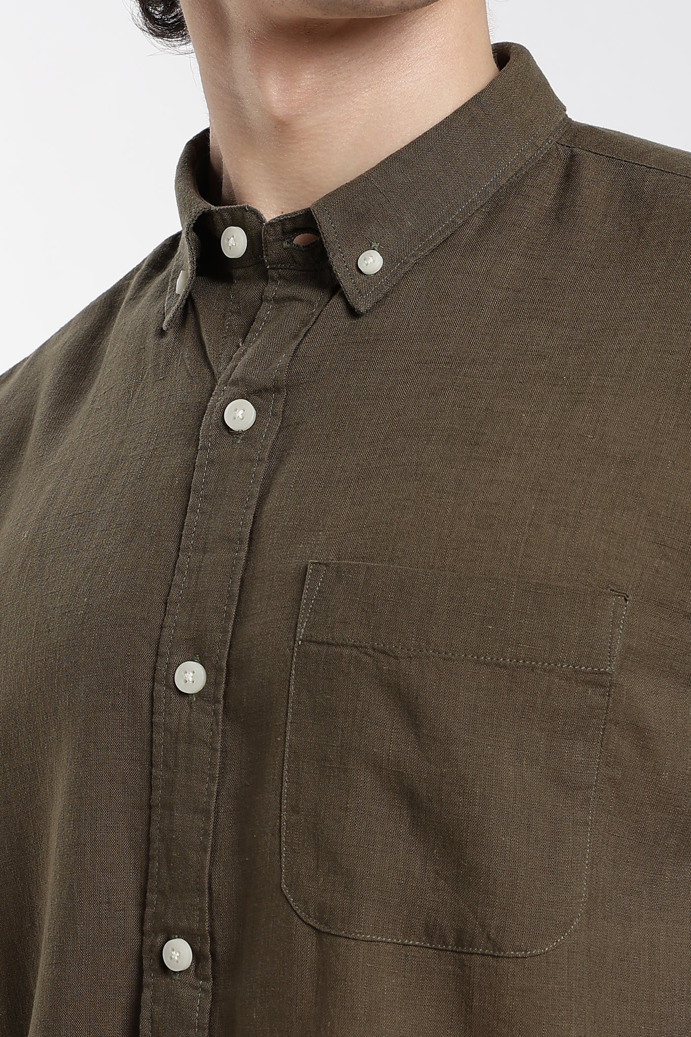 Men's Premium Linen Military Olive Shirt