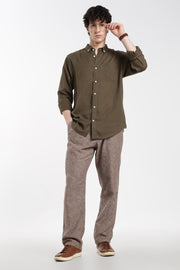 Men's Premium Linen Military Olive Shirt