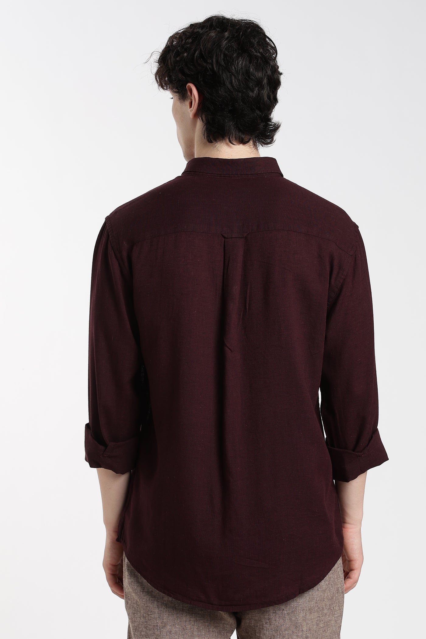 Men's Premium Linen Dark Maroon Shirt